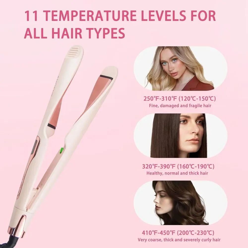 NEW 2-in-1 Pink Pro Hair Straightener & Curler 